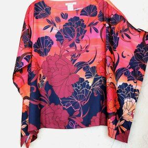 Chico's Floral Bazar Poncho S/M